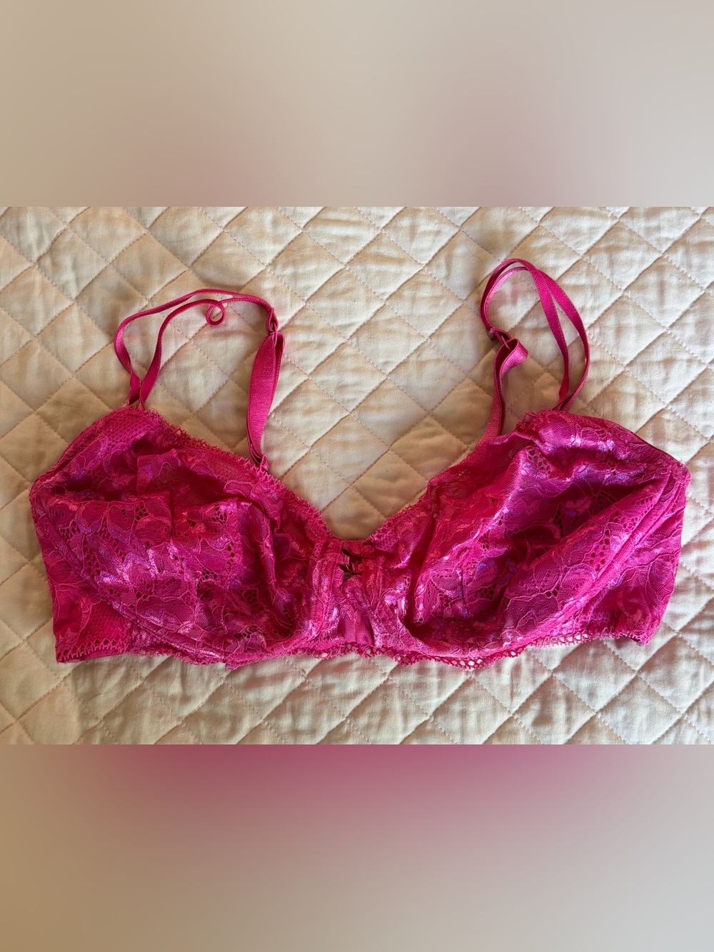 Adore Me Bright Pink Lace Unlined Bra